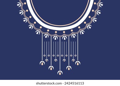 Patrón de bordado de collar étnico. Ilustración abstracta del vector del bordado del estilo azteca. Diseños para textura de moda, textil, tela, camisa, tela