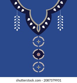 Diseño de patrones de bordado de collar étnico para la impresión de moda o el diseño web. joyería, collar, impresión de tela.