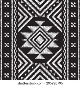 Ethnic Neckline doodle Tribal Aztec Seamless Pattern. Geometric Vector illustration