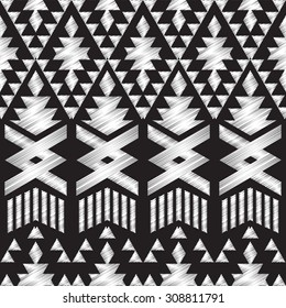 Ethnic Neckline doodle Tribal Aztec Seamless Pattern. Geometric Vector illustration