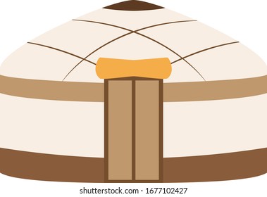 Ethnic Nomad Yurt Central Asia Vector Illustration