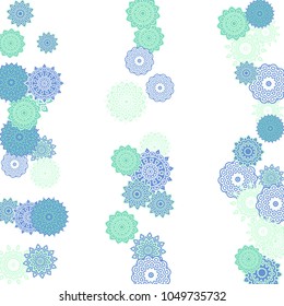 Ethnic Orient Background with Simple Mandala Motives. Outline Round Patterns on White Background. Bohemian Vintage  Background in Indian Style. Lacy Medallions. Moroccan, Turkish or Arabic Pattern