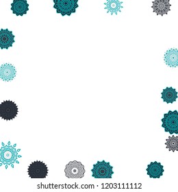 Ethnic Orient Background with Simple Mandala Motives. Outline Round Patterns on White Background. Bohemian Vintage  Background in Indian Style. Lacy Medallions. Moroccan, Turkish or Arabic Pattern