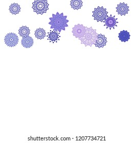 Ethnic Orient Background with Simple Mandala Motives. Outline Round Patterns on White Background. Bohemian Vintage  Background in Indian Style. Lacy Medallions. Moroccan, Turkish or Arabic Pattern