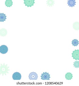 Ethnic Orient Background with Simple Mandala Motives. Outline Round Patterns on White Background. Bohemian Vintage  Background in Indian Style. Lacy Medallions. Moroccan, Turkish or Arabic Pattern
