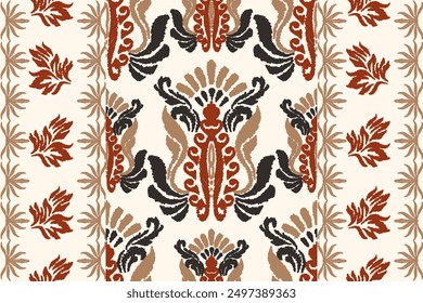 Ethnic Oriental Ikat Flower Embroidery Patterns Ethnic Ikat Flower Embroidery Patterns Abstract Embroidery for Surface, Fabric, Clothing and Decoration