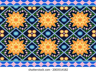 Ethnic oriental ikat pattern traditional. Patterns design for fabric,wallpaper,background,wall,tile,carpet,wrapping,clothing,batik,Abstract geometric ethnic pattern