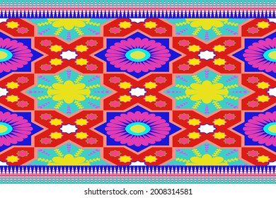 Patrón de ikat oriental étnico tradicional. Diseño de patrones para tela, papel pintado, fondo, pared, baldosas, alfombras, envoltura, ropa, batik,Patrón geométrico abstracto étnico