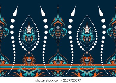 Ethnic oriental ikat pattern traditional Design for background,carpet,wallpaper,clothing,wrapping,batic,fabric,vector. Decorative strip for textiles.