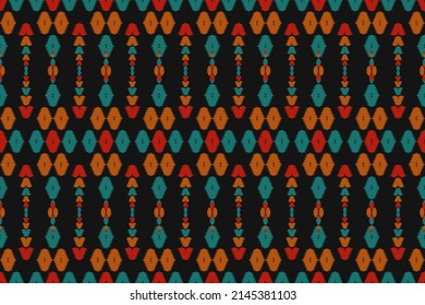 Patrón tradicional de ikat oriental étnico sin fisuras. Tela de estilo indio. Diseño para fondo, papel pintado, ilustración vectorial, tela, ropa, alfombra, textil, batik, bordado.