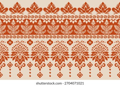 Frontera tradicional de patrón oriental étnico. Saree Sarong Motivo africano BoHo Ikat bordado floral sin patrón de Fondo de pantalla de damasco. Diseño abstracto del fondo de Antiguas para la textura, tela, ropa