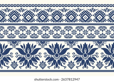 Ethnic oriental pattern traditional border.Saree Sarong Motifs African boho Ikat floral embroidery Seamless damask wallpaper pattern. Vintage background abstract design for texture, fabric, clothing