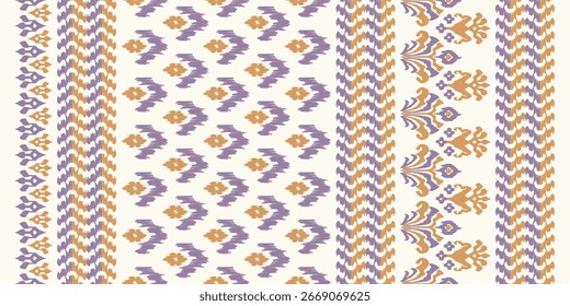 Ethnic oriental pattern traditional border.Saree Sarong Motifs African BoHo Ikat Floral Embroidery Seamless Damask Wallpaper Pattern. Vintage background abstract design for texture, fabric, clothing