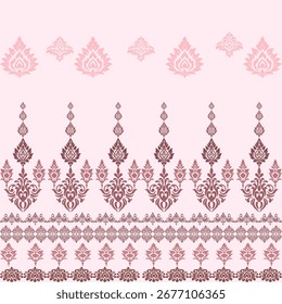 Ethnische orientalische Muster traditionellen Grenze.Saree Sarong Motive African boho Ikat Blumenstickerei Nahtlose Damast Tapete Muster. Abstraktes Design auf Vintage-Hintergrund für Textur, Stoff, Kleidung