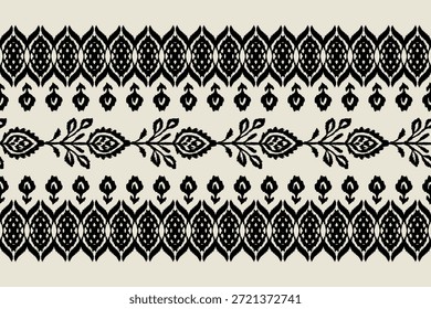Patrón oriental étnico frontera tradicional. Saree Sarong Motivos Boho africano bordado floral Ikat Patrón de Fondo de pantalla de damasco sin costuras. Diseño abstracto del fondo de Antiguas para la textura, tela, ropa