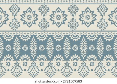 Patrón oriental étnico frontera tradicional. Saree Sarong Motivos Boho africano bordado floral Ikat Patrón de Fondo de pantalla de damasco sin costuras. Diseño abstracto del fondo de Antiguas para la textura, tela, ropa