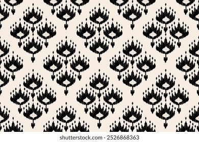 Ethnic oriental pattern traditional.Saree Sarong Motifs Ikat floral embroidery Seamless damask wallpaper pattern. Vintage background abstract design for texture, fabric, clothing, wrapping, decoration