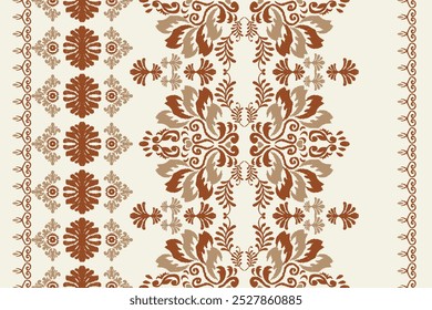 Ethnic oriental pattern traditional.Saree Sarong Motifs Ikat floral embroidery Seamless damask wallpaper pattern. Vintage background abstract design for texture, fabric, clothing, wrapping, decoration
