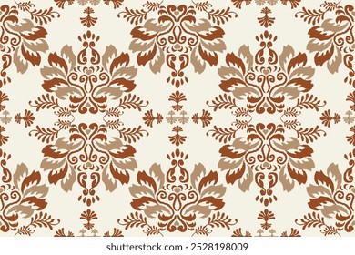 Ethnic oriental pattern traditional.Saree Sarong Motifs Ikat floral embroidery Seamless damask wallpaper pattern. Vintage background abstract design for texture, fabric, clothing, wrapping, decoration