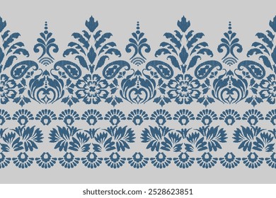 Ethnic oriental pattern traditional.Saree Sarong Motifs Ikat floral embroidery Seamless damask wallpaper pattern. Vintage background abstract design for texture, fabric, clothing, wrapping, decoration