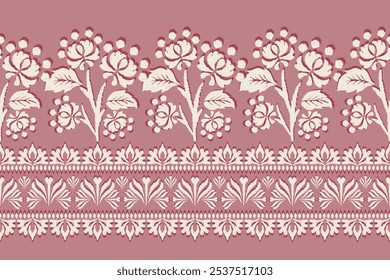 Ethnic oriental pattern traditional.Saree Sarong Motifs Ikat floral embroidery Seamless damask wallpaper pattern. Vintage background abstract design for texture, fabric, clothing, wrapping, decoration