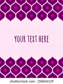 Ethnic oriental purple template. Background can be used as seamless pattern. Place for your text