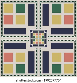 Diseño de patrones interminables de origen oriental para tela, papel pintado, ropa, envoltura, vector, ilustración, bordado