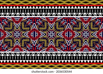 Ethnic oriental seamless pattern traditional Design for background,carpet,wallpaper,clothing,wrapping,Batik,fabric,Vector illustration.embroidery style.