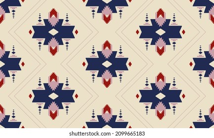 Patrón étnico oriental sin fisuras Diseño tradicional para fondo, alfombra, papel pintado, ropa, envoltura, Batik,tela,Ilustración vectorial.estilo bordado.
