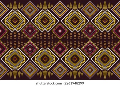 Ethnic oriental traditional with triangles and elements seamless pattern. designed for background, wallpaper, clothing, wrapping, fabric, Batik, decorating, embroidery , vector illustration