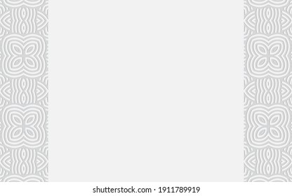 Ethnic original geometric volumetric convex 3D vertical inserts on a white background in doodling style for presentations, websites.