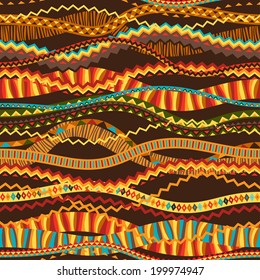 Ethnic ornament abstract geometric seamless fabric pattern.