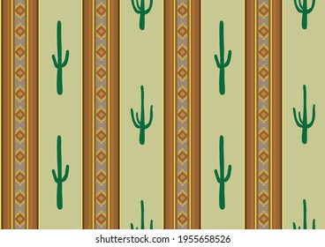 Ethnic ornament and cati stripes seamless pattern. Aztec geometric stripes background. Mexican style ornament for textile, banner, fabric, background, Cinco de Mayo party decor.