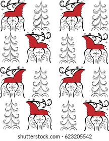 Ethnic ornament deer in the forest