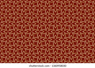 Ethnic ornament. Folk pattern. Tribe motif. Embroidery background. Digital paper, web design, textile print, backdrop. Seamless image. Abstract classic golden pattern. Brown pattern, 