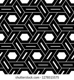 Ethnic ornament. Hexagons, quadrangles motif. Folk image. Mosaics background. Tribal wallpaper. Polygons backdrop. Geometric figures pattern. Digital paper, web design, textile print. Seamless vector