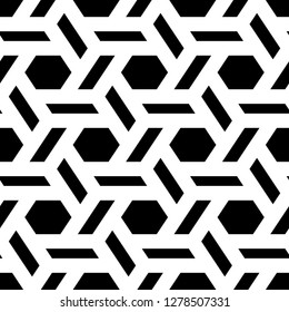 Ethnic ornament. Mosaics background. Hexagons, quadrangles motif. Folk image. Polygons backdrop. Geometric pattern.Tribal wallpaper. Digital paper, web design, textile print. Seamless vector.