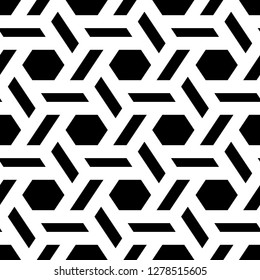 Ethnic ornament. Mosaics background. Hexagons, quadrangles motif. Folk image. Tribal wallpaper. Polygons backdrop. Geometric pattern. Digital paper, web design, textile print. Seamless vector.