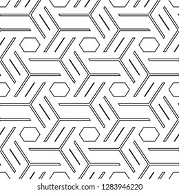 Ethnic ornament. Mosaics background.Geometric pattern. Hexagons, strokes, figures motif. Folk image. Tribal wallpaper. Polygons backdrop. Digital paper, web design, textile print. Seamless vector