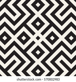 Ethnic Ornament Native Lines Stylish Print. Abstract Geometric Background Design. Vector Seamless Black and White Pattern.