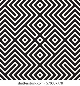 Ethnic Ornament Native Lines Stylish Print. Vector Seamless Black and White Pattern