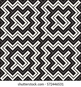 Ethnic Ornament Native Lines Stylish Print. Abstract Geometric Background Design. Vector Seamless Black and White Pattern.