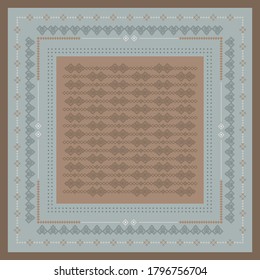 ethnic ornament pattern with blue and brown color combination