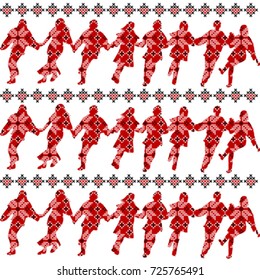 Ethnic ornament pattern with dancers 