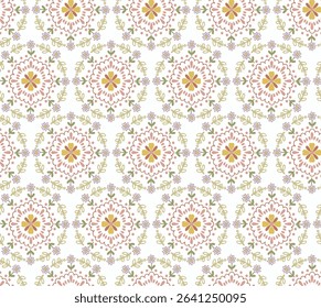 Ethnic ornament pattern from summer collection, Abstract Background cute Orange Green Daisy Victorian Flower geometric tribal folk Motif oriental native pattern.