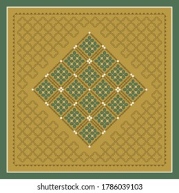 diseño de adornos étnicos con combinación de colores amarillo y verde perfecta para el diseño de la bufanda