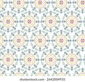 Ethnic ornament pattern from yellow green  flower summer collection, Abstract Background cute Orange Green Daisy Victorian Flower geometric tribal folk Motif oriental native pattern.