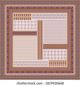Ethnic ornament scarf pattern design. Fabric and hijab motif