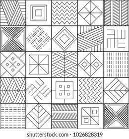 Ethnic ornament seamless pattern. Line style vector design.