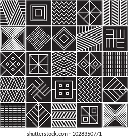 Ethnic ornament seamless pattern. Line style vector design.